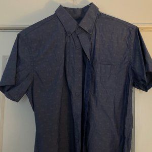 Italian Cotton S/S button down in chambray print M